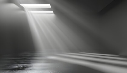Obraz premium Spotlight in the dark room with concrete floor.