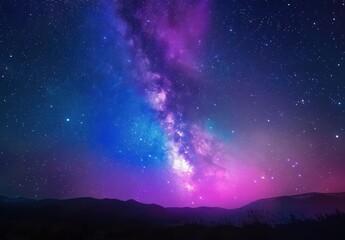 Milky Way Galaxy over Mountain Silhouette