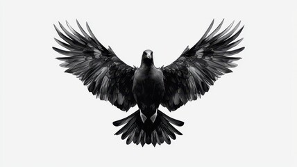 Obraz premium A majestic black bird with outstretched wings, symbolizing mystery and freedom against a minimalist backdrop.