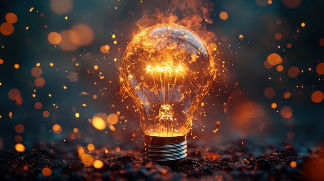A Lightbulb Burning with Intense Heat and Sparks
