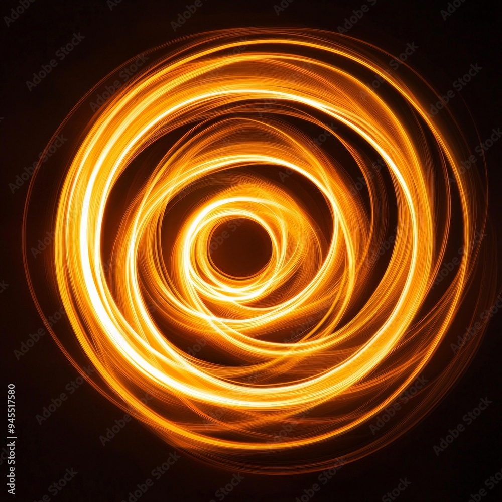 Aufkleber An abstract composition featuring golden swirling light patterns set in a complex, rotating design against a dark background, exuding warmth and hypnotic beauty.
