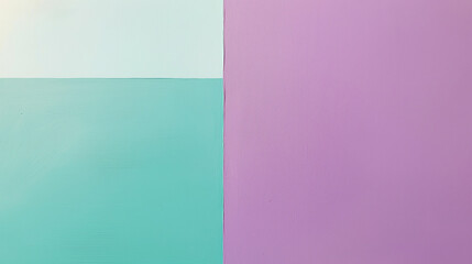 Fototapeta premium a minimalistic flat gouache painting, featuring contrasting color squares of eggplant, lavender, and mint green