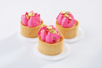 Summer fruits. Seasonal delicious tart against white background