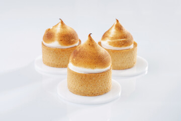 Brown color. Delicious cake against white background