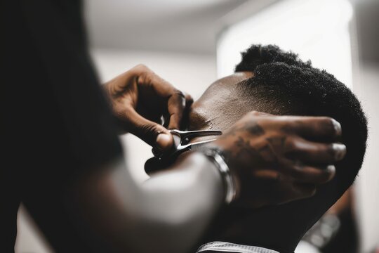 barber giving a haircut in his shop