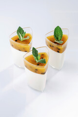 Unhealthy but delicious. Sweet dessert is on the white surface against background