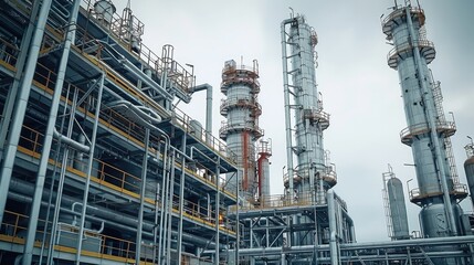 Factory architecture refinery. Manufacturing of petroleum, Products tank in petrochemical plant. Generative AI.