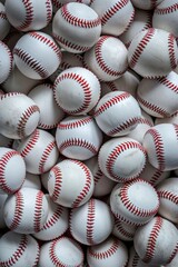 A pile of baseballs stacked high