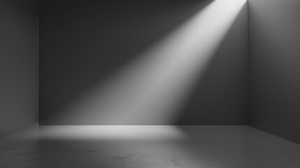 Spotlight in the dark room with concrete floor.