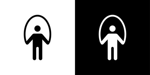 Man jumping with skipping rope icon logo set vector