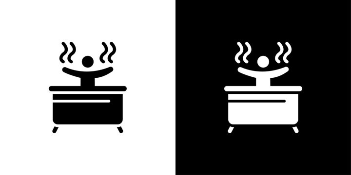 Man relaxing in jacuzzi icon logo set vector
