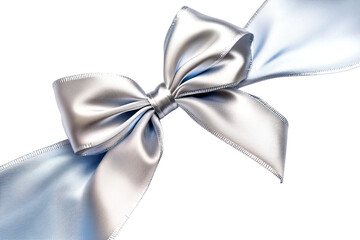 Naklejka premium Elegant silver satin ribbon bow for decoration.