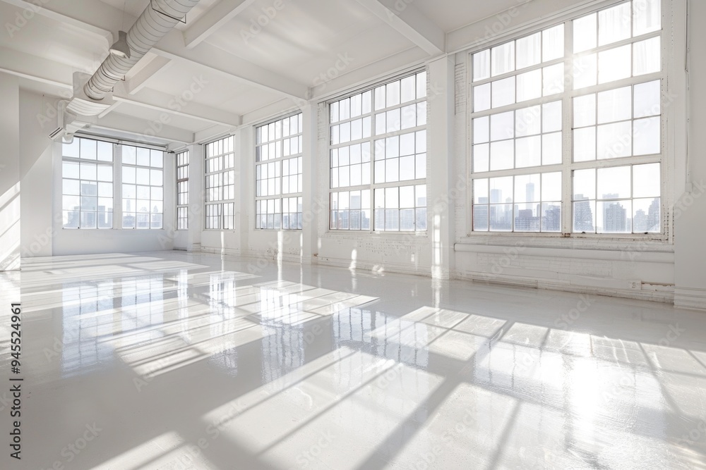 Poster a room filled with many windows, perfect for capturing natural light or as a backdrop for a scene