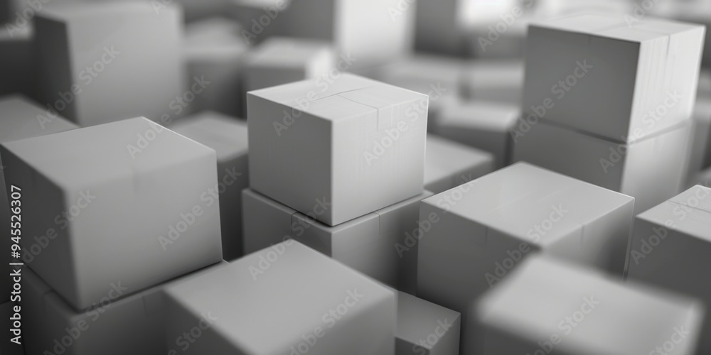 Poster A stack of white cubes, often used as decorative items or building blocks