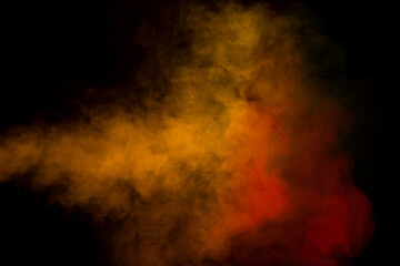 Orange and red steam on a black background.