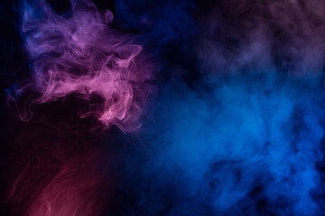 Blue and yellow steam on a black background.