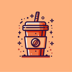 Line art vector cup of coffee flat illustration