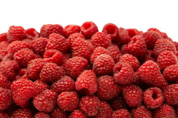 Tasty fresh raspberry isolated on a white background. Top view.