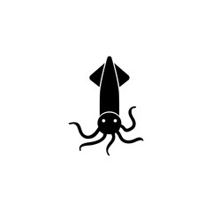 Minimalist squid icon with arrow-shaped body and tentacles. Perfect for marine-themed designs.