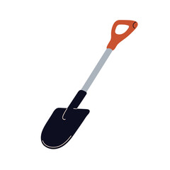 Spade, shovel, gardening hand tool icon. Digging agricultural equipment for planting and farming work. Digger gear, appliance. Flat vector illustration isolated on white background