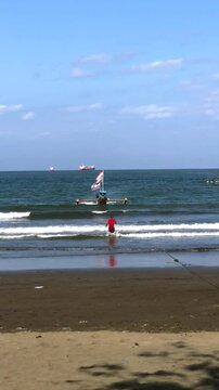 The beautiful view of Karangpandan beach, Nusakambangan island, Cilacap, Central Java, Indonesia.