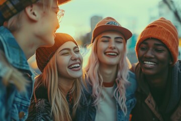 Fototapeta premium A group of young adults standing in unison, possibly at an event or celebration