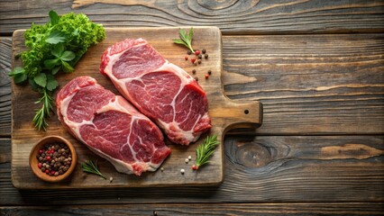 Raw meat on wooden board , fresh, steak, beef, cooking, protein, kitchen, ingredient, gourmet, organic, food prep, butcher
