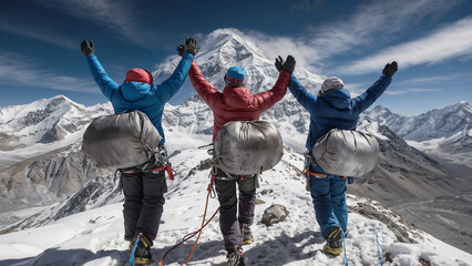 mountain climbers managed to reach the top of the mountain.