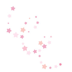 Pink vector confetti with stars, decoration for wedding banners or birthday card. 