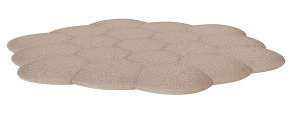 Cute beige carpet, perfect for modern home interiors, on transparent background. Cut out home decor. Scandi, nordic style. Front view. 3D render.