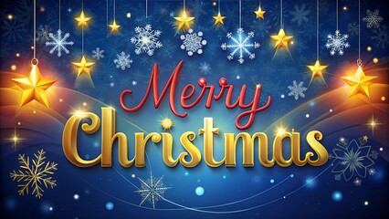 Merry Christmas on Blue Background. Perfect for: Christmas, holiday cards, winter-themed events