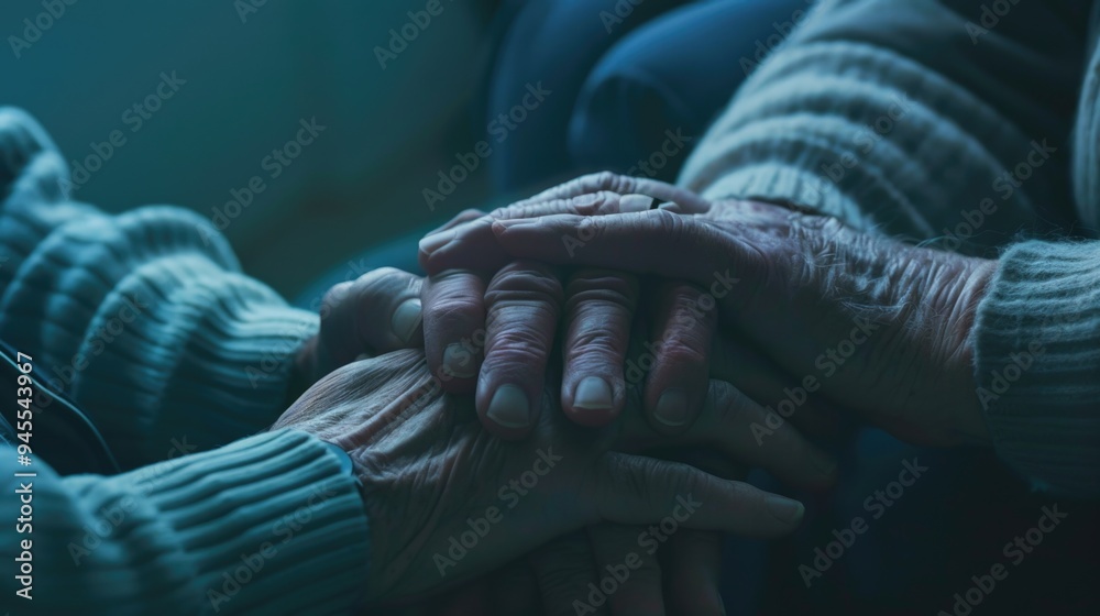 Poster A close-up shot of two people holding hands in a romantic and intimate moment