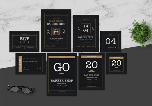 Black and Gold Barber Shop Invitation