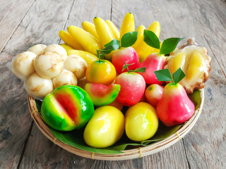 kanom Look Choup : Thai traditional dessert deletable imitation fruits