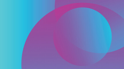 Obraz premium Abstract background of intersecting circles in turquoise and purple gradient with negative space for design