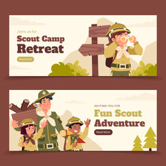 Scout banners in flat design