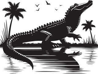 Alligator Silhouette Vector Illustration
