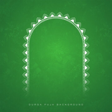 Durga Puja Border, Arch, Frame, Background Advertisement Design for Durga Puja Offer, Sale, Discount, Tags Design	