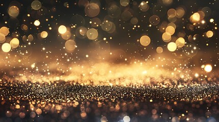 glitter vintage lights background. gold and black. de-focused