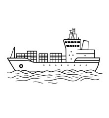 Vector Illustration of a yacht with lines drawing for logo,icon, black and white	