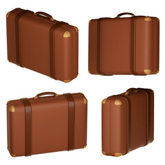 brown color Luggage suitcase 3D graphic