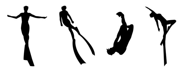 Vector set silhouette of Snorkeling, free diving, Isolated background. Vector illustration. © farydraw