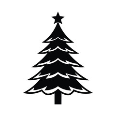 Obraz premium Elegant Christmas Tree Silhouette with Star and Ornaments