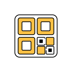 Scan qris payment yellow black line color, editable stroke for mobile banking Flat design icon
