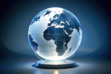 Sleek white globe with illuminated continents and oceans on a clean white background, symbolizing modern global connectivity and international communication.