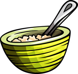 Doodle cartoon funny bowl of food