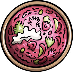 Doodle cartoon funny bowl of soup