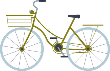 Vector illustration of a classic bicycle with two wheels, frame, seat, and handlebars.