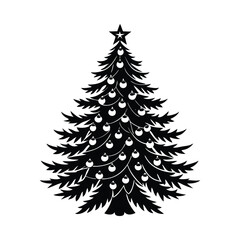 Obraz premium Elegant Christmas Tree Silhouette with Star and Ornaments
