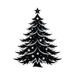 Obraz premium Elegant Christmas Tree Silhouette with Star and Ornaments